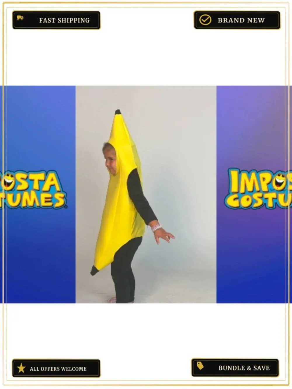 Banana Costume Child Size 3-4 Over Head Tunic Halloween Party